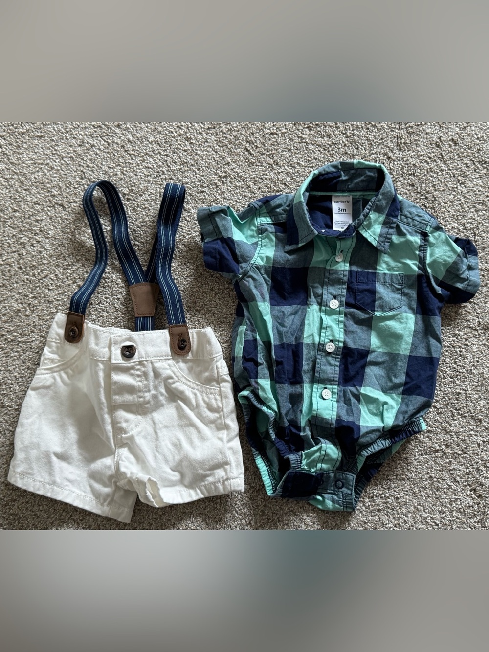 Carter's Plaid Short-Sleeve Bodysuit with White Shorts